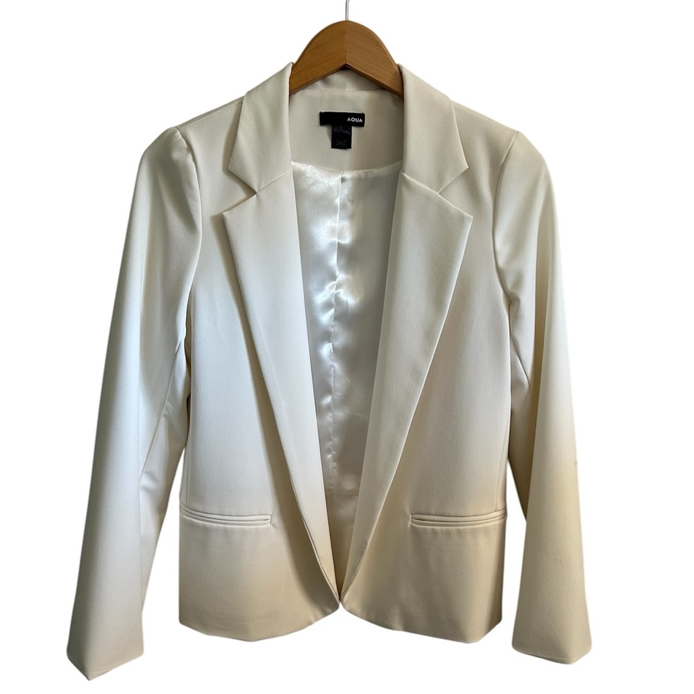 Aqua by Bloomingdale’s Off-White Notched Collar Fully Lined Casual Blazer Size M